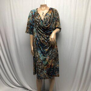 NorthStyle Dress Womens Size 16 Cowl Neck Draped Stretch Knee Length Evening